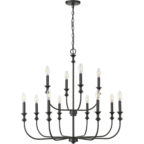 Savanne 12 Light 33.9 inch Matte Black Chandelier Ceiling Light